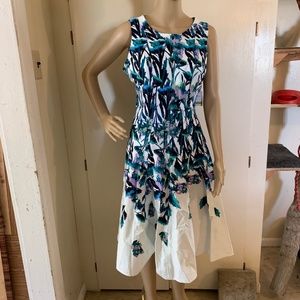 Gabby Skye Floral Print Sleeveless A-Line Dress